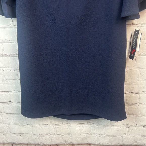 Teeze Me Navy Off Shoulder Bell Sleeve Dress Juniors Size 13 Homecoming - Picture 4 of 5